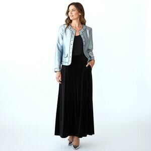 SILKLAND Woman’s Silver Silk Embellished Jacket  14  Glam Regency WhimseyGoth